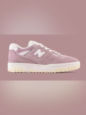 New Balance 550 Suede Pink and White Sneakers